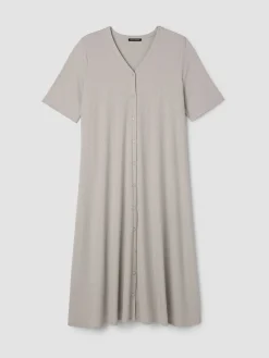 Ribbed Knit V-Neck Dress