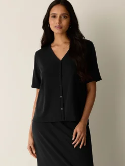 Ribbed Knit V-Neck Top