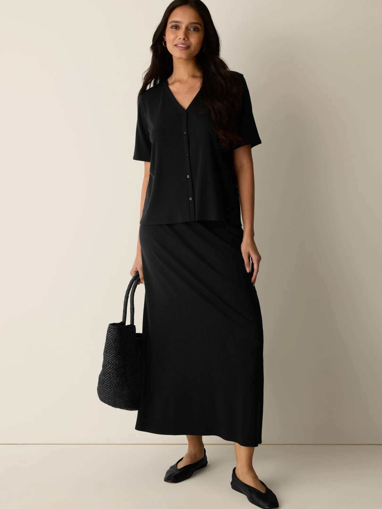 Ribbed Knit V-Neck Top