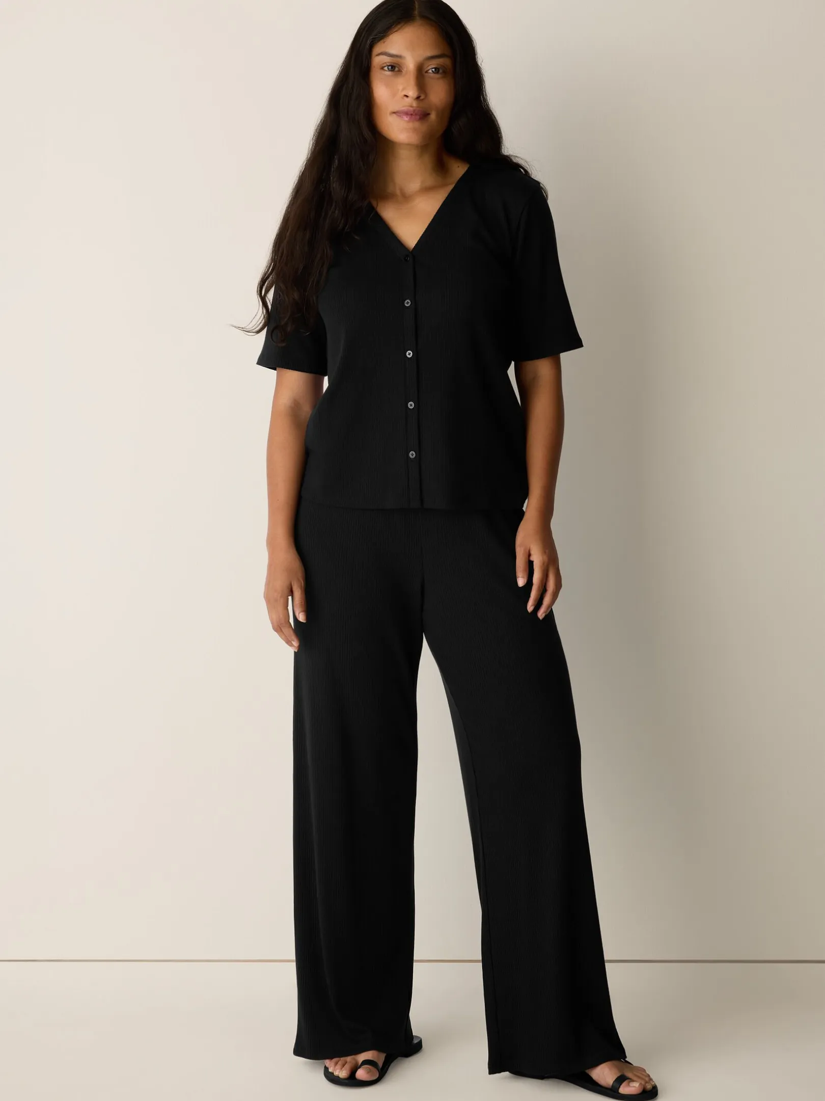 Ribbed Knit Wide-Leg Pant