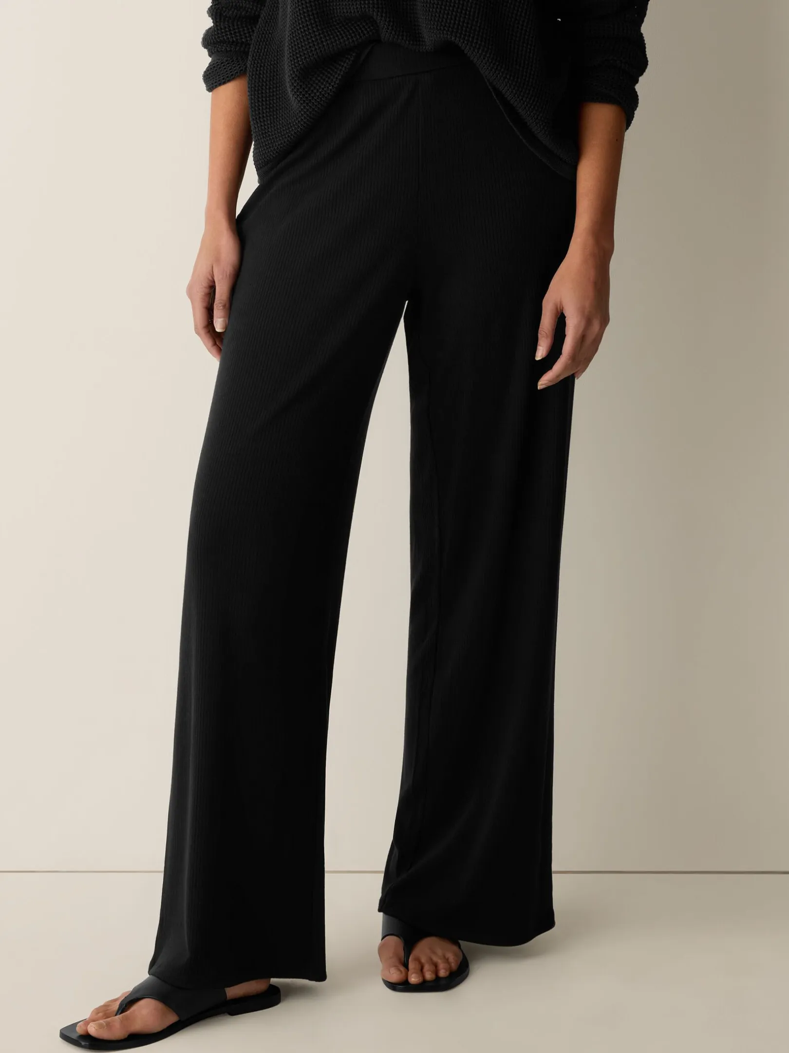 Ribbed Knit Wide-Leg Pant