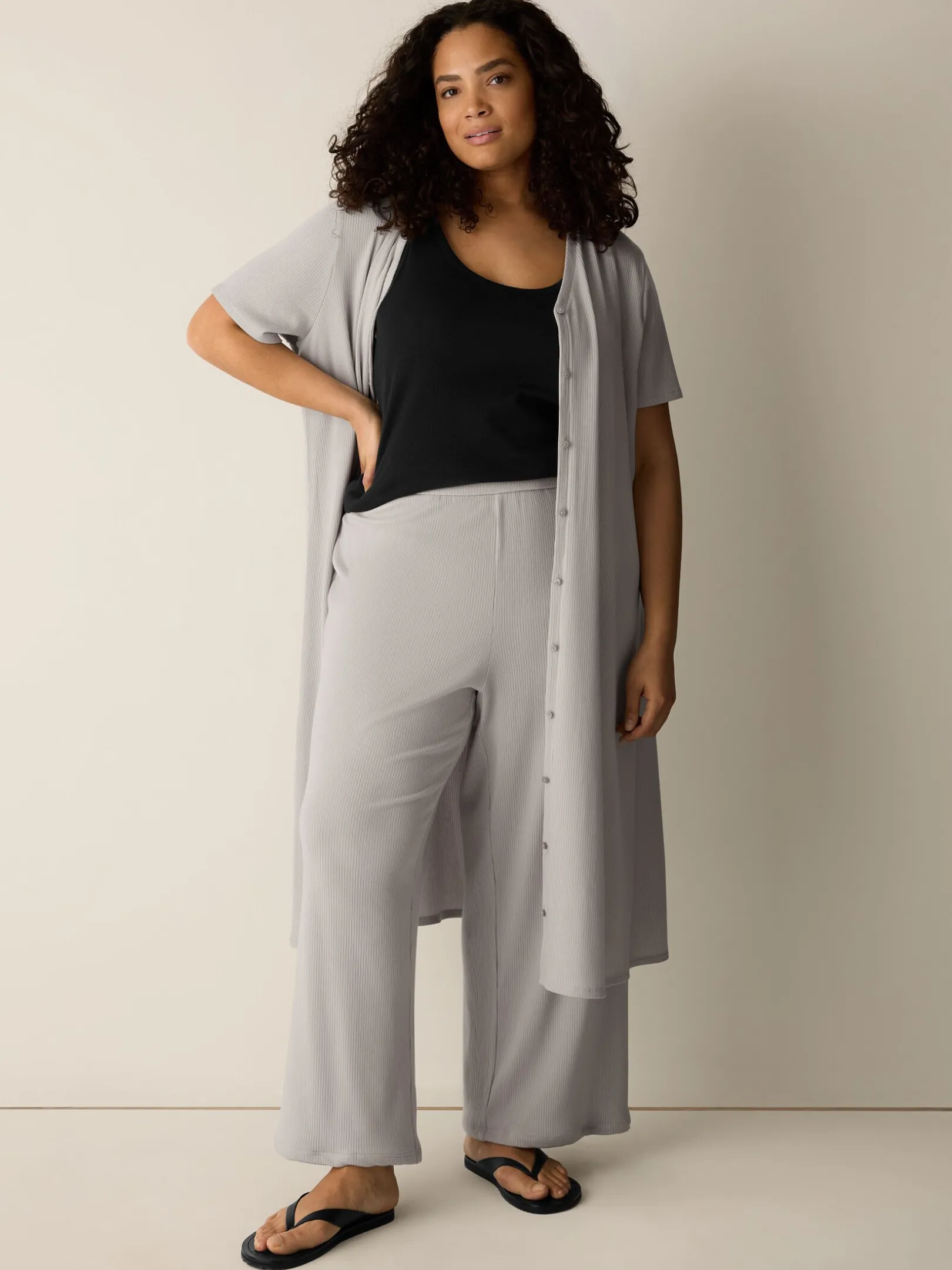Ribbed Knit Wide-Leg Pant