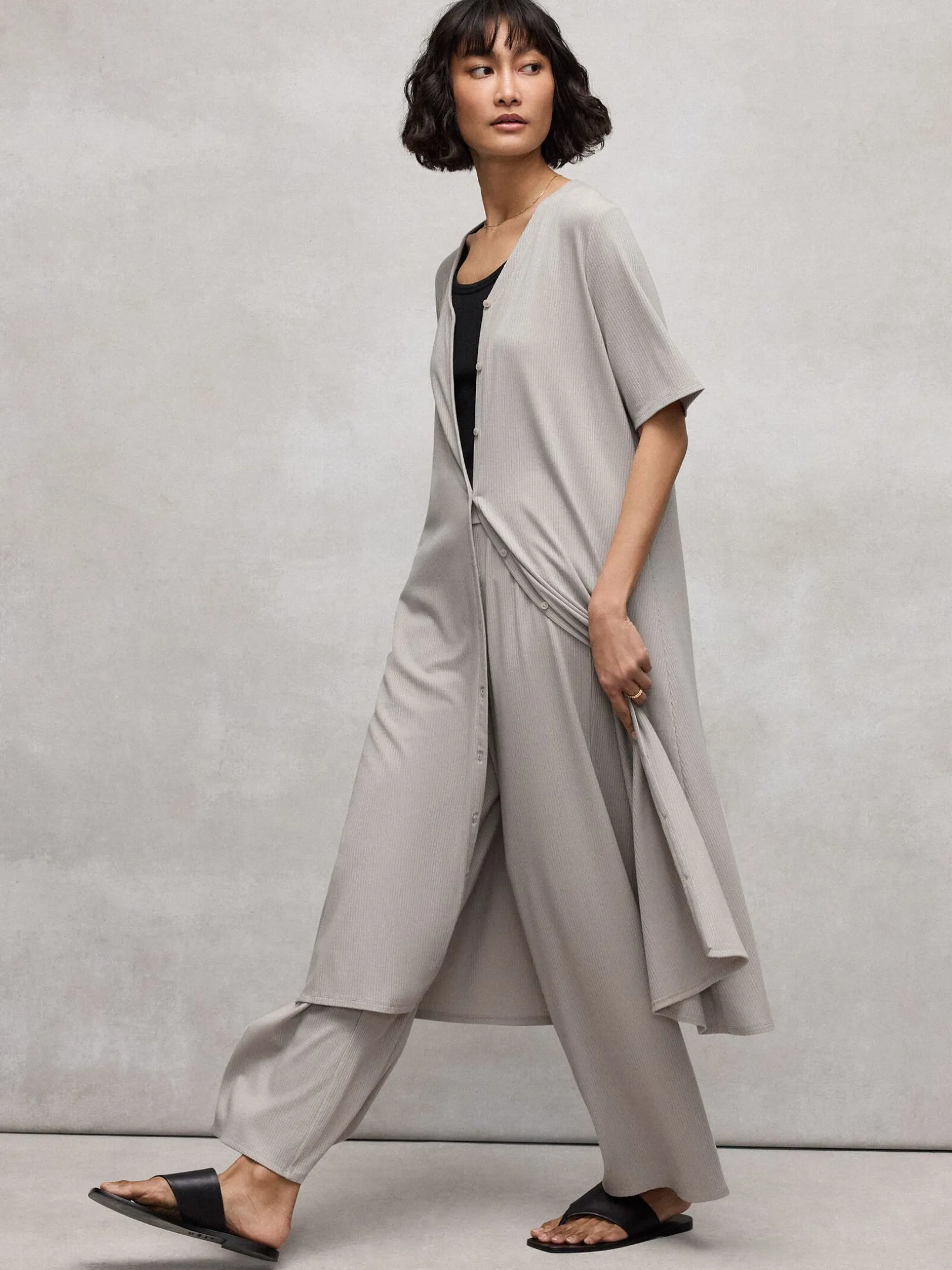 Ribbed Knit Wide-Leg Pant