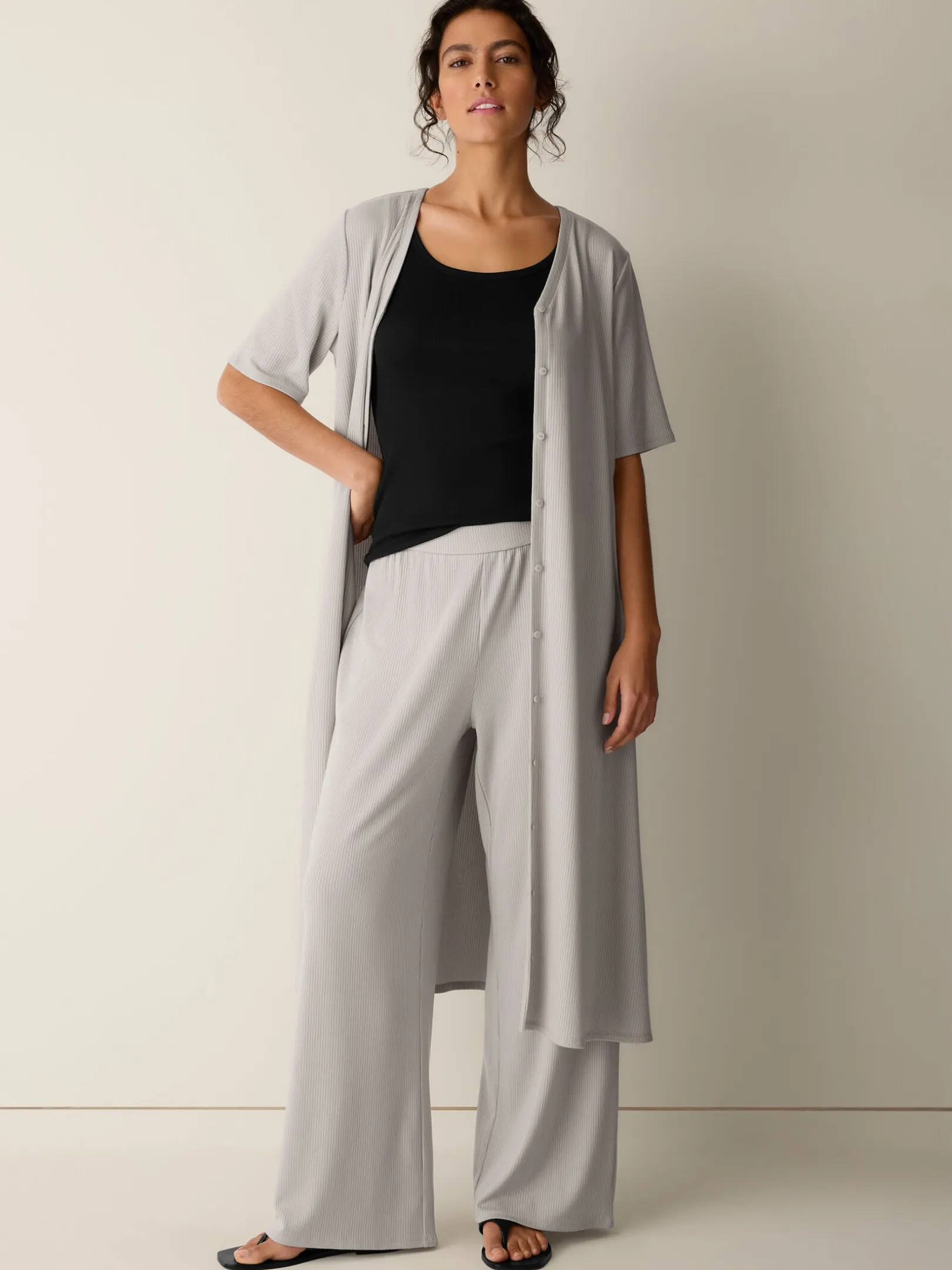 Ribbed Knit Wide-Leg Pant