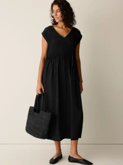 Silk Crepe de Chine V-Neck Dress