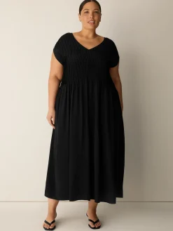 Silk Crepe de Chine V-Neck Dress