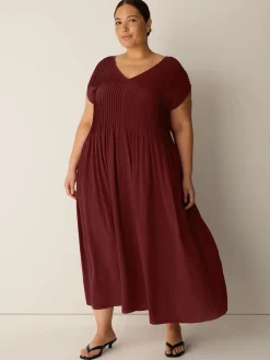 Silk Crepe de Chine V-Neck Dress