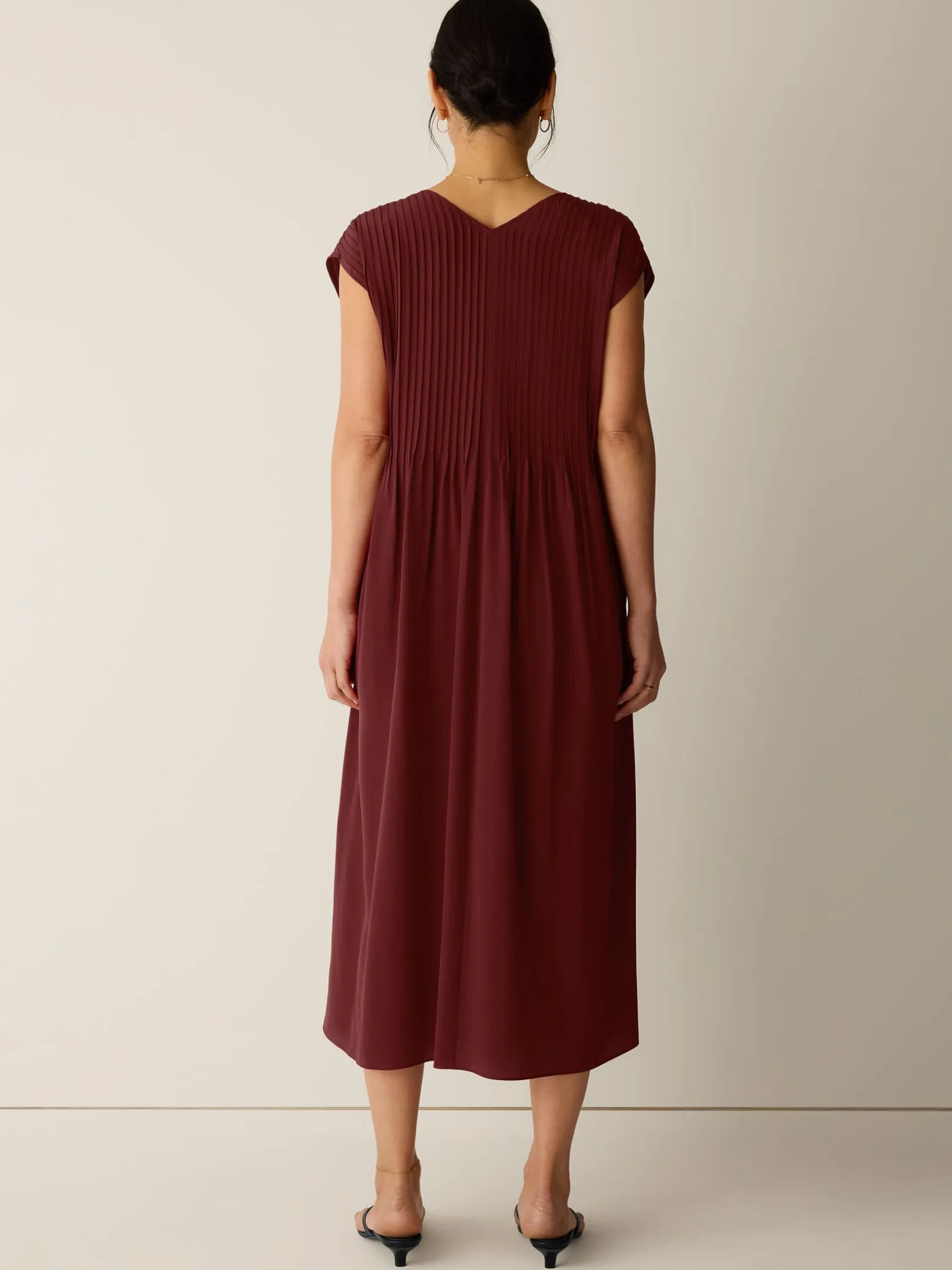 Silk Crepe de Chine V-Neck Dress