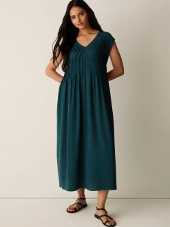 Silk Crepe de Chine V-Neck Dress