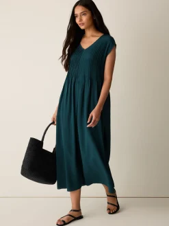 Silk Crepe de Chine V-Neck Dress