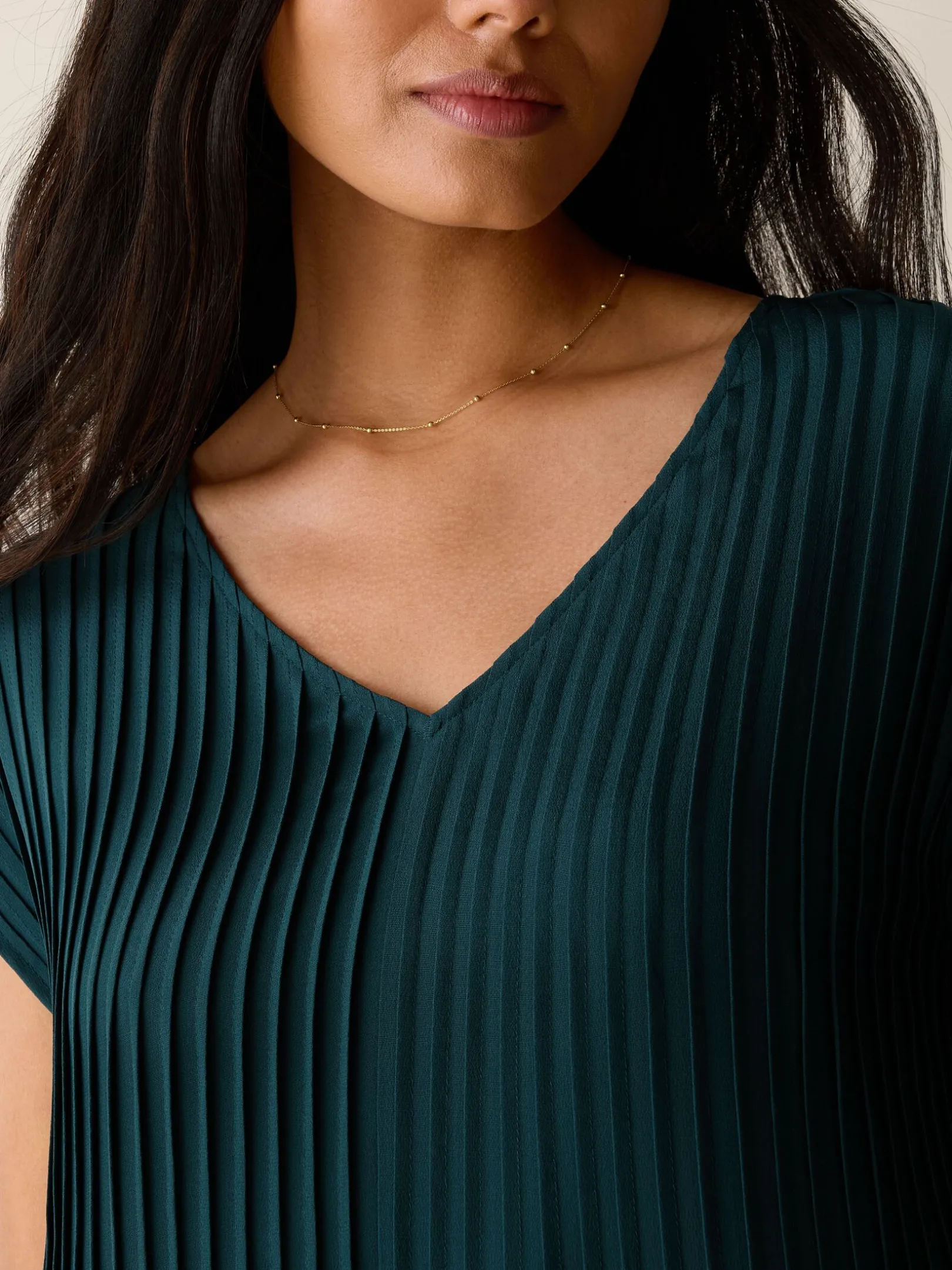 Silk Crepe de Chine V-Neck Dress