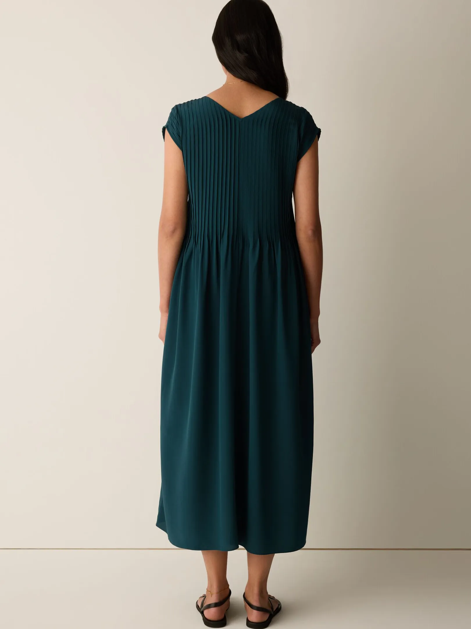 Silk Crepe de Chine V-Neck Dress