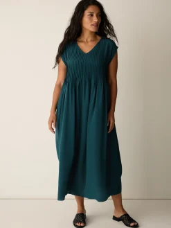 Silk Crepe de Chine V-Neck Dress