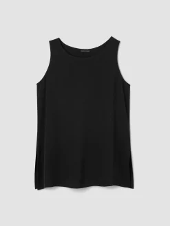 Silk Georgette Crepe Ballet Neck Long Tank