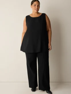 Silk Georgette Crepe Ballet Neck Long Tank