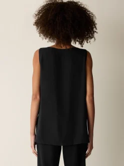 Silk Georgette Crepe Ballet Neck Long Tank