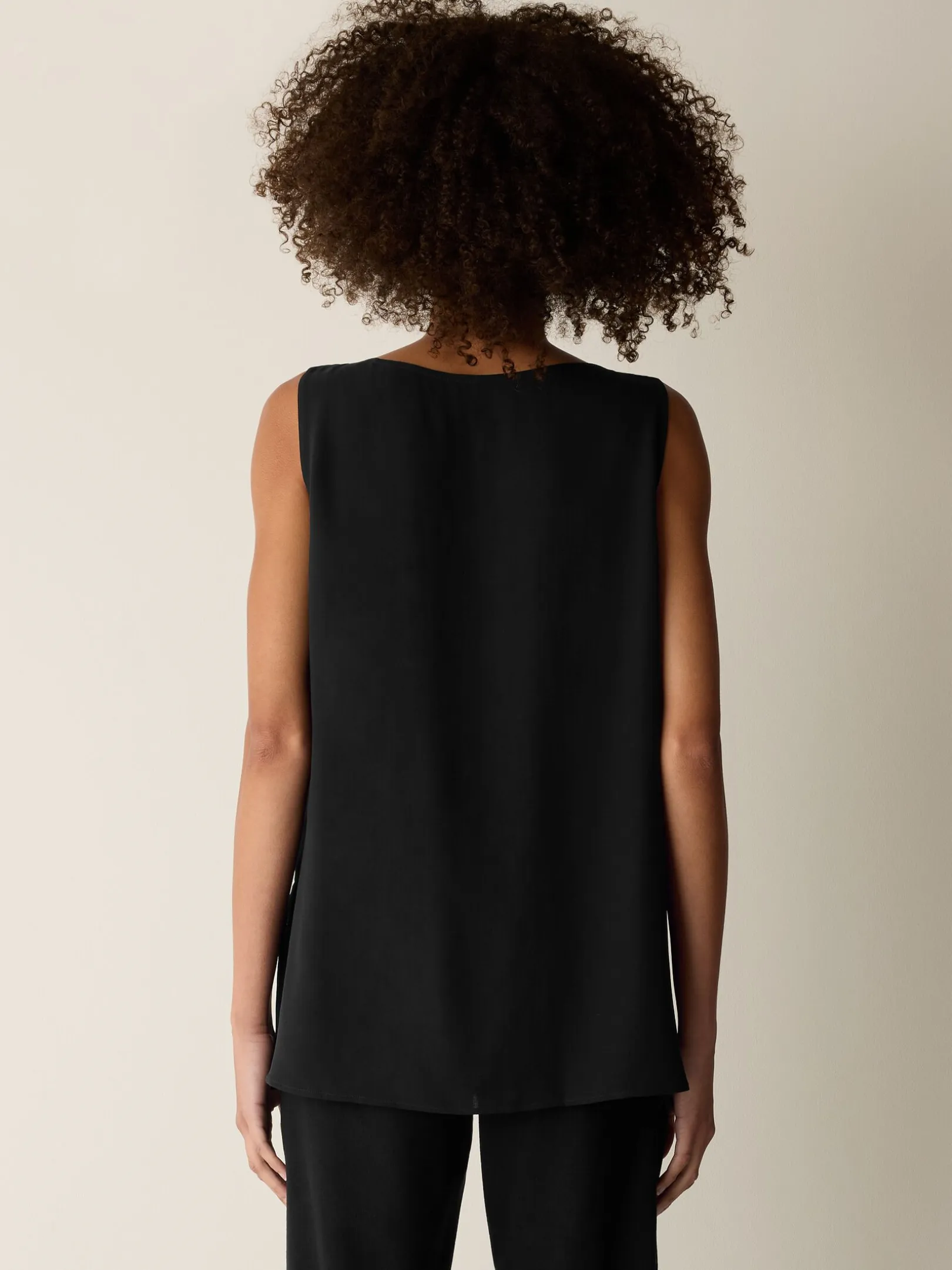 Silk Georgette Crepe Ballet Neck Long Tank