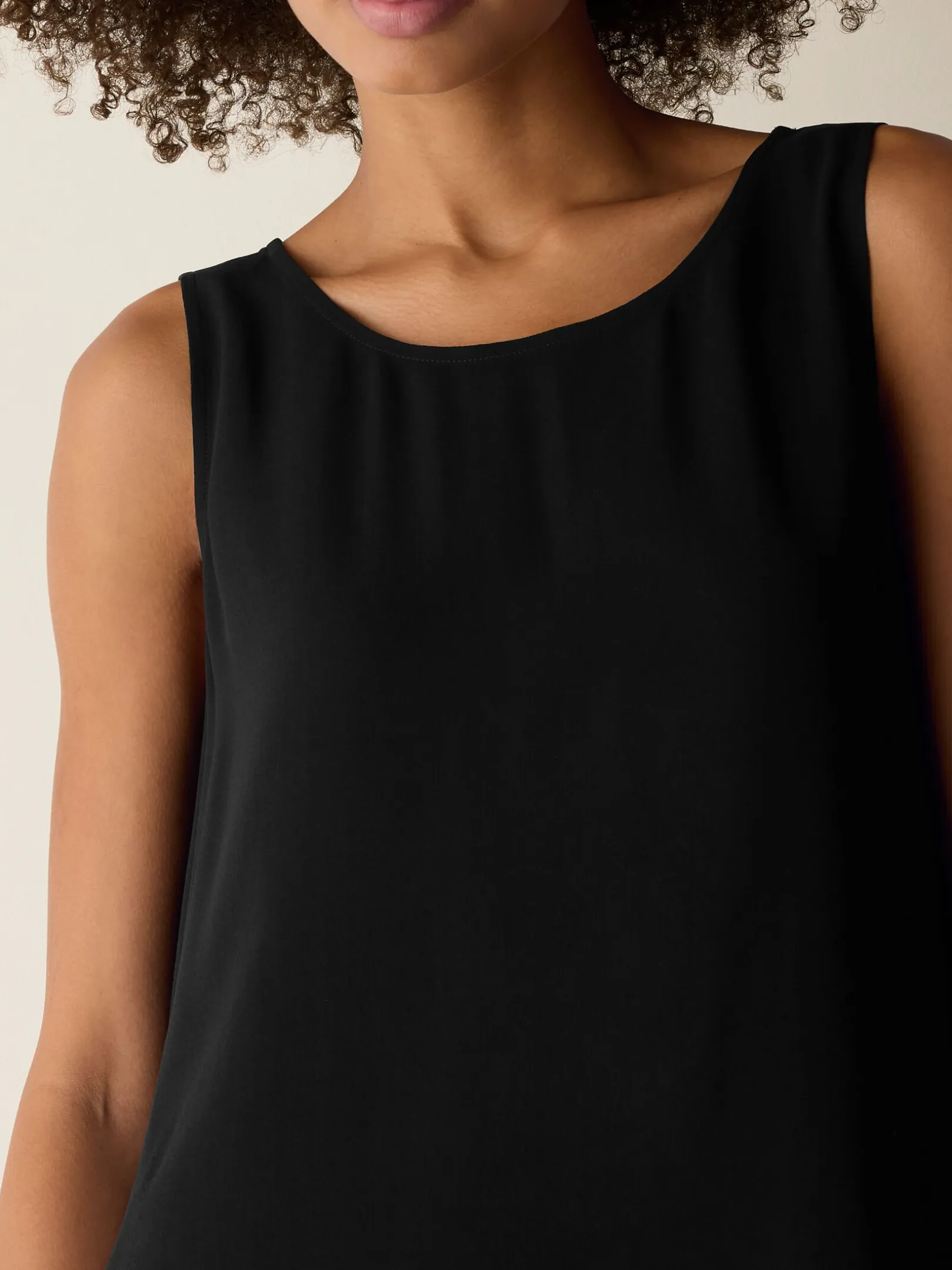 Silk Georgette Crepe Ballet Neck Long Tank