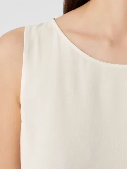 Silk Georgette Crepe Ballet Neck Long Tank