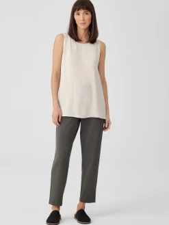 Silk Georgette Crepe Ballet Neck Long Tank