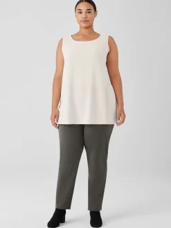 Silk Georgette Crepe Ballet Neck Long Tank