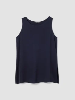 Silk Georgette Crepe Ballet Neck Long Tank