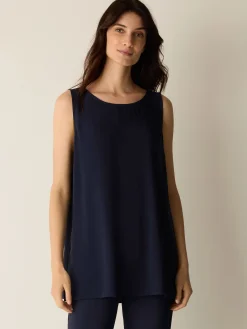 Silk Georgette Crepe Ballet Neck Long Tank