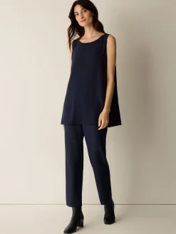 Silk Georgette Crepe Ballet Neck Long Tank