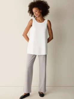 Silk Georgette Crepe Ballet Neck Long Tank