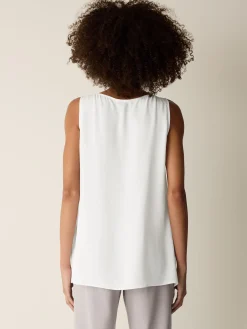 Silk Georgette Crepe Ballet Neck Long Tank