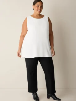 Silk Georgette Crepe Ballet Neck Long Tank