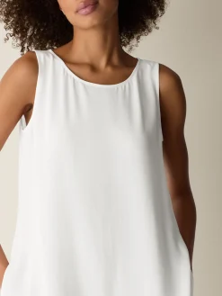 Silk Georgette Crepe Ballet Neck Long Tank