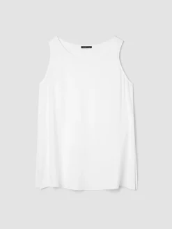 Silk Georgette Crepe Ballet Neck Long Tank