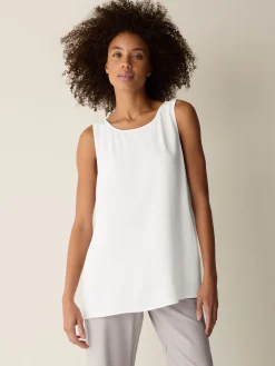 Silk Georgette Crepe Ballet Neck Long Tank