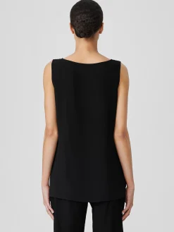 Silk Georgette CrepeBallet Neck Long Tank
