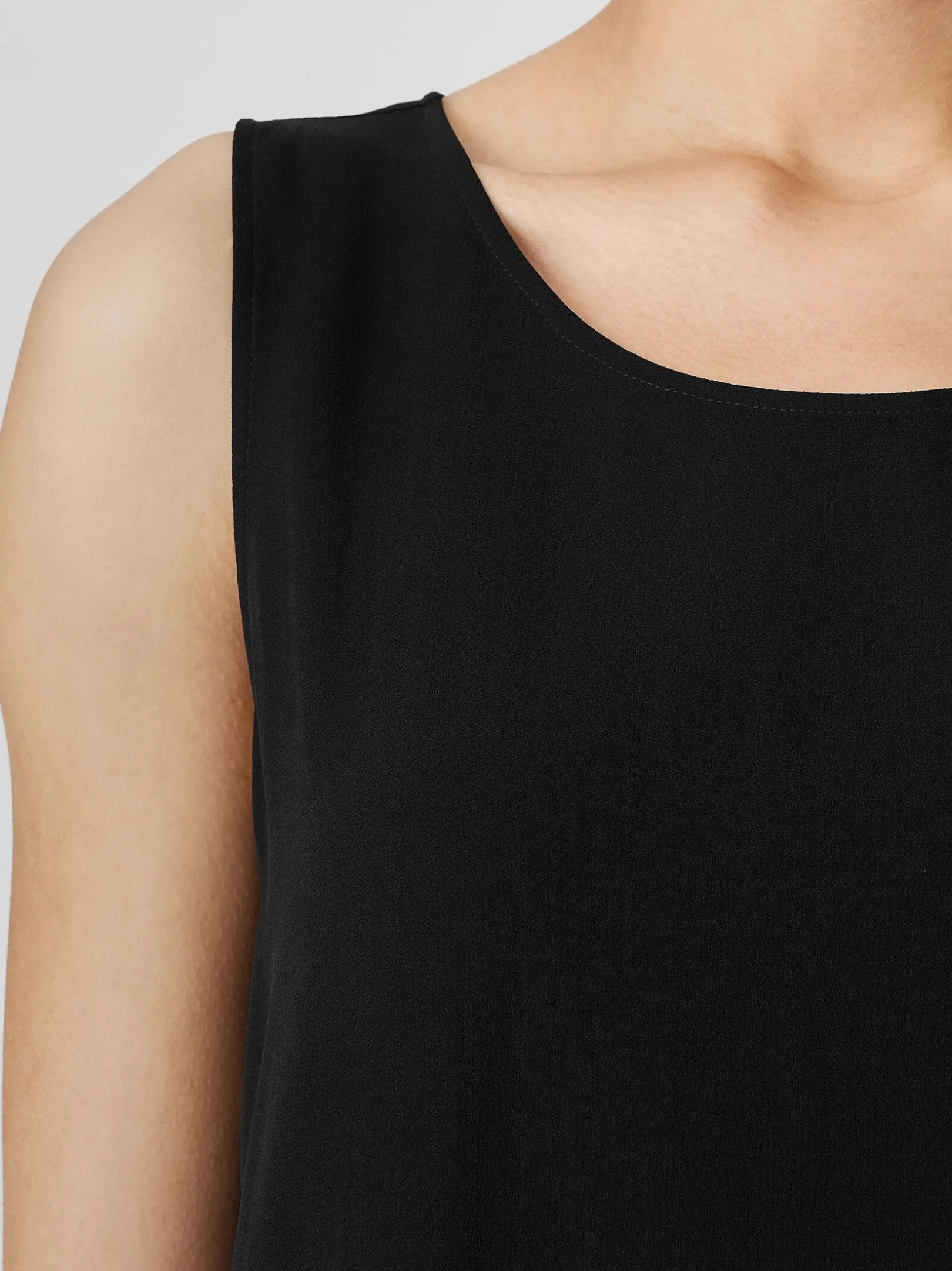 Silk Georgette CrepeBallet Neck Long Tank