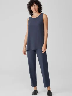 Silk Georgette CrepeBallet Neck Long Tank