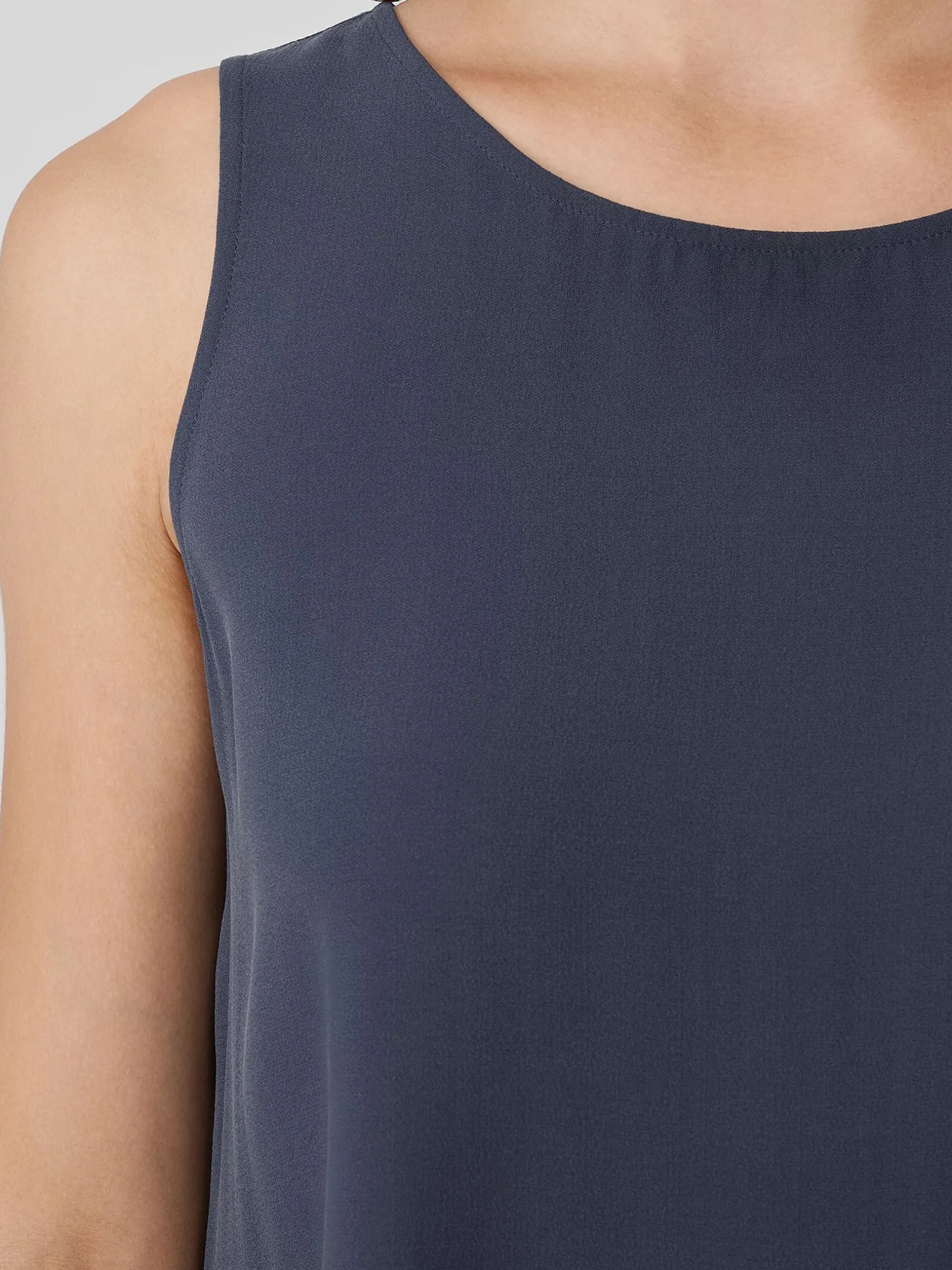 Silk Georgette CrepeBallet Neck Long Tank