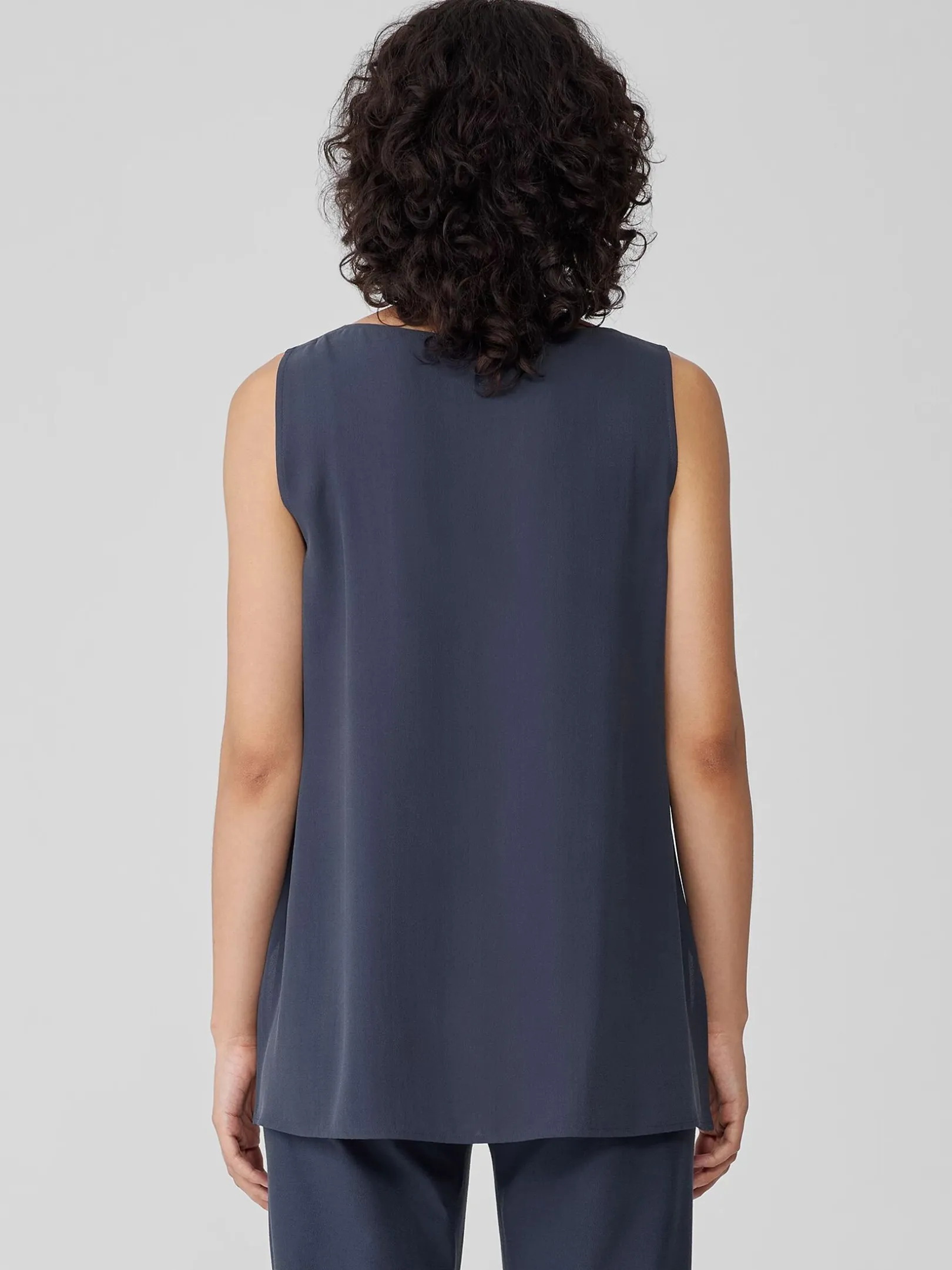 Silk Georgette CrepeBallet Neck Long Tank