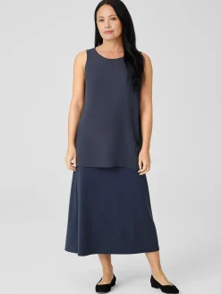Silk Georgette CrepeBallet Neck Long Tank
