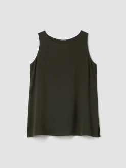 Silk Georgette CrepeBallet Neck Long Tank