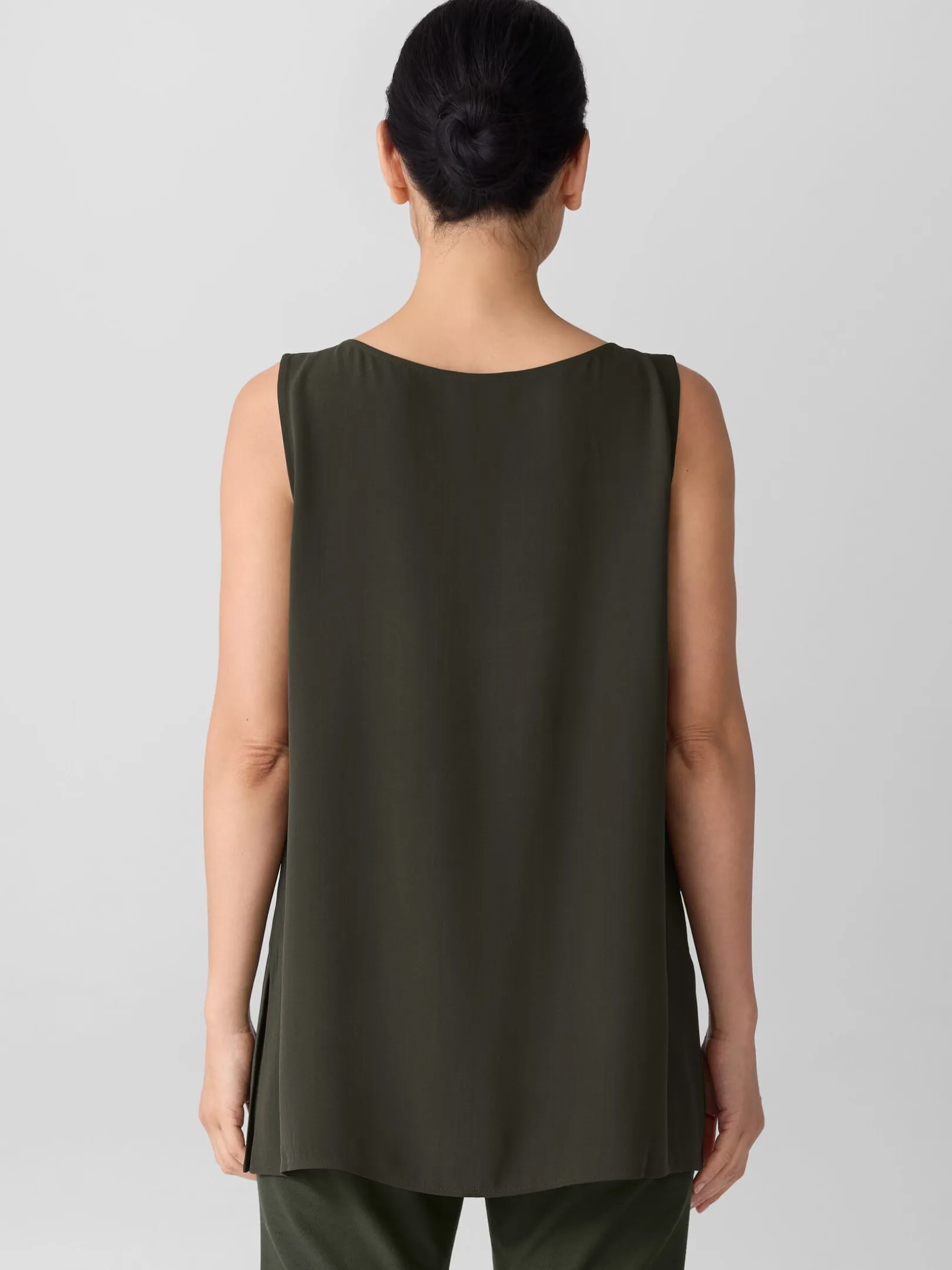 Silk Georgette CrepeBallet Neck Long Tank