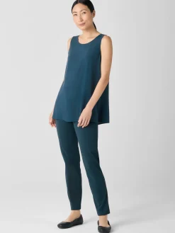 Silk Georgette CrepeBallet Neck Long Tank