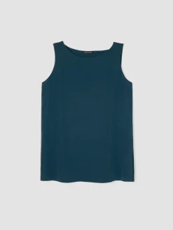 Silk Georgette CrepeBallet Neck Long Tank