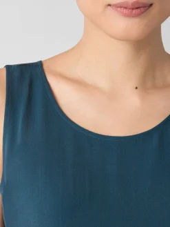 Silk Georgette CrepeBallet Neck Long Tank