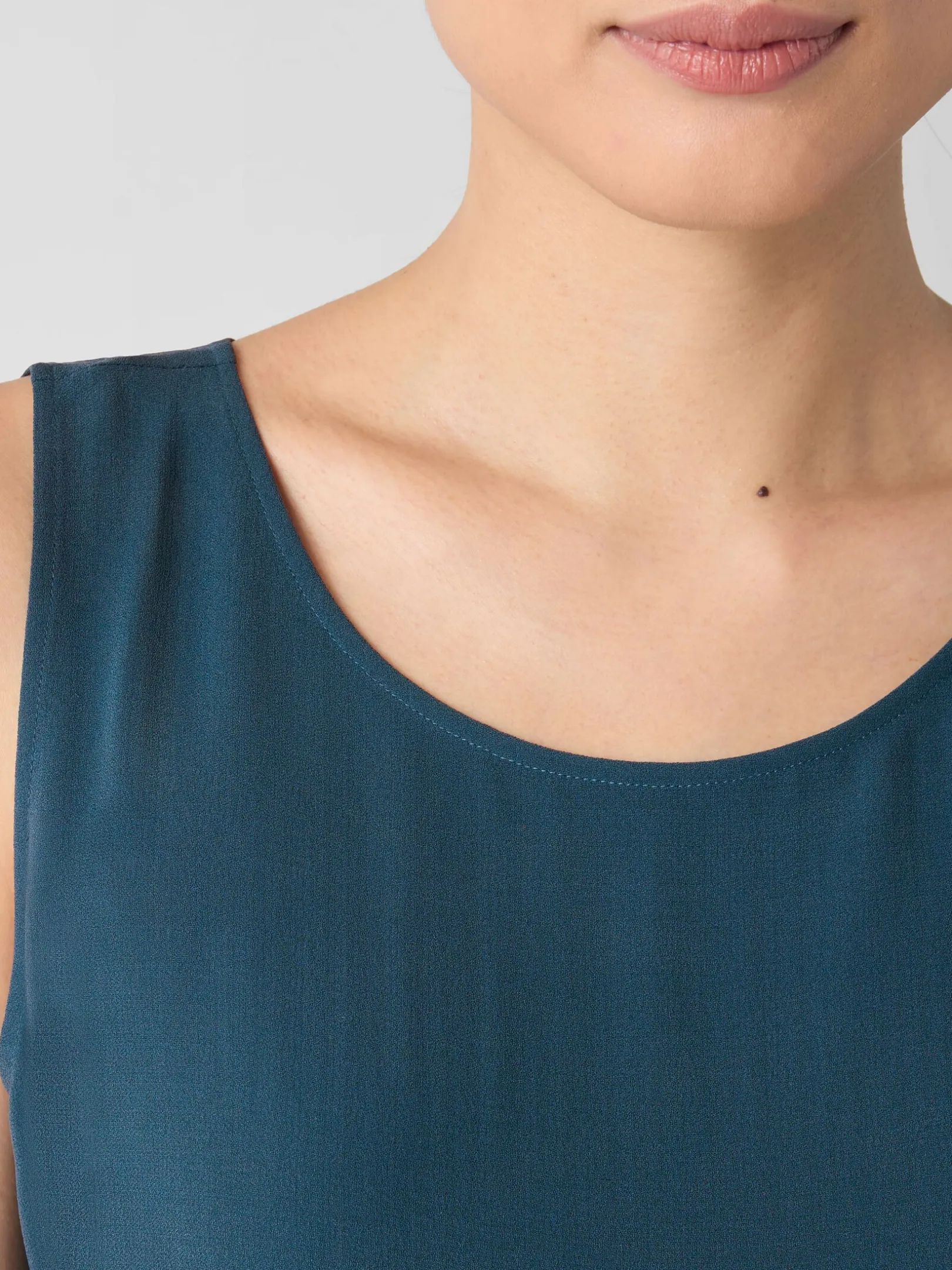 Silk Georgette CrepeBallet Neck Long Tank