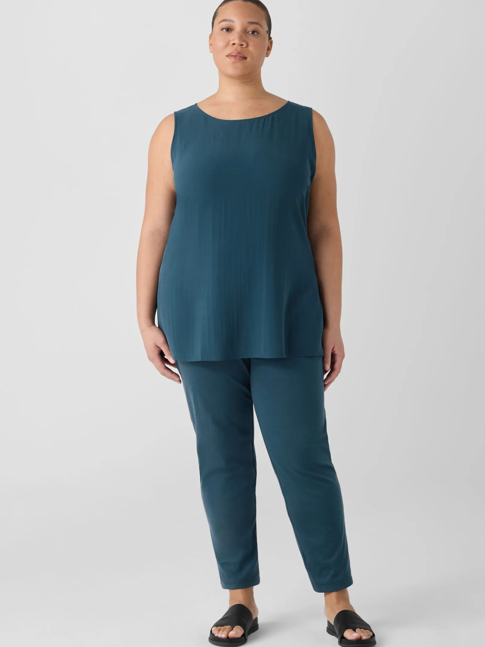 Silk Georgette CrepeBallet Neck Long Tank