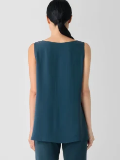 Silk Georgette CrepeBallet Neck Long Tank