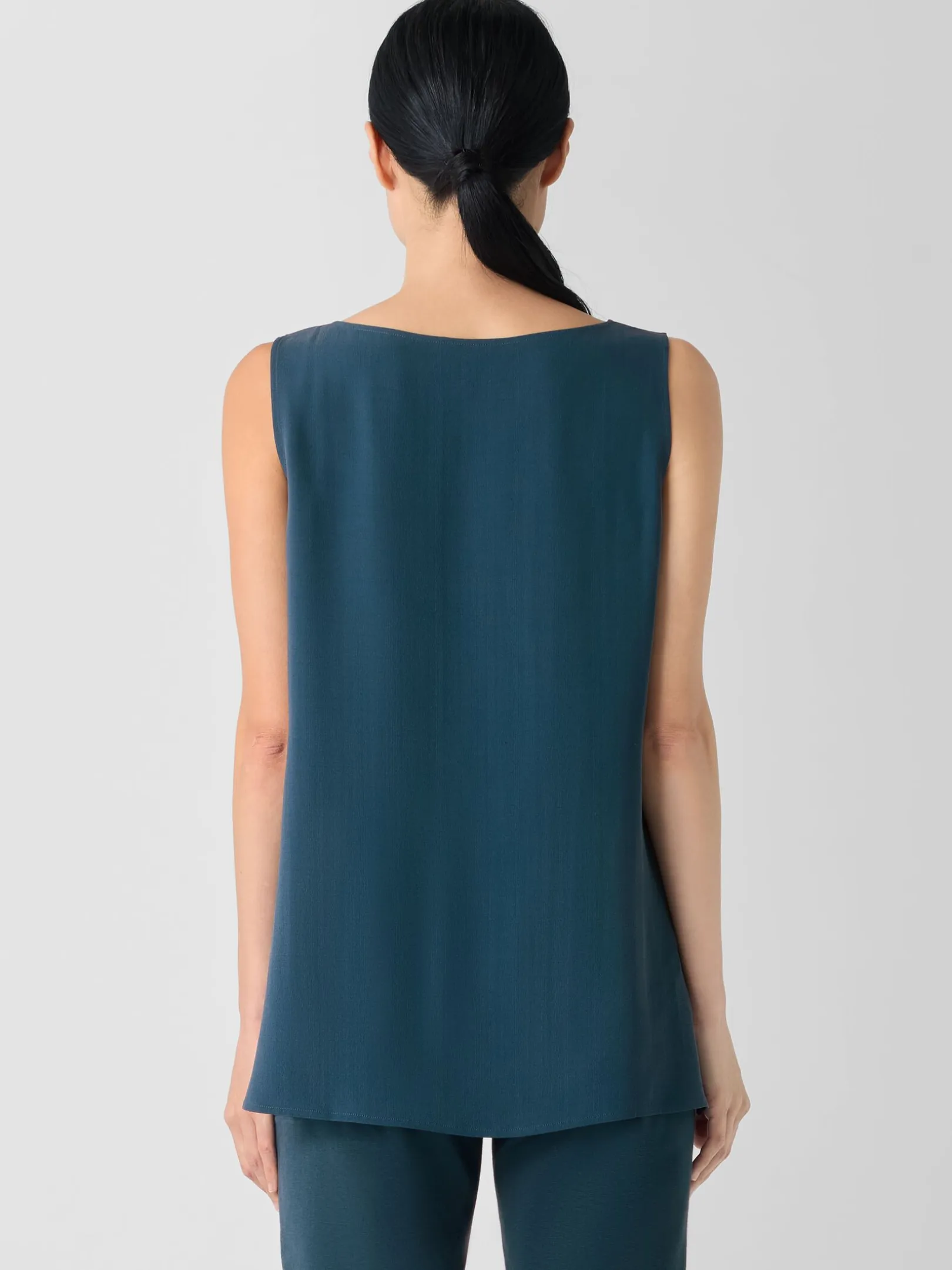 Silk Georgette CrepeBallet Neck Long Tank