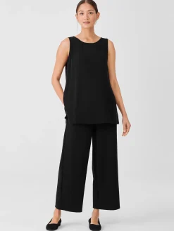 Silk Georgette Crepe Ballet Neck Tank